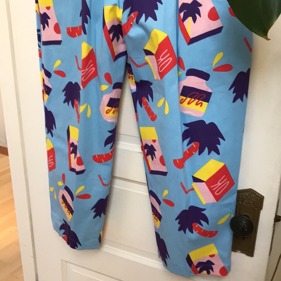 NWT Nooworks sz XXL Business Pant in snacks Food graphics blue pleated trousers - Picture 9 of 13